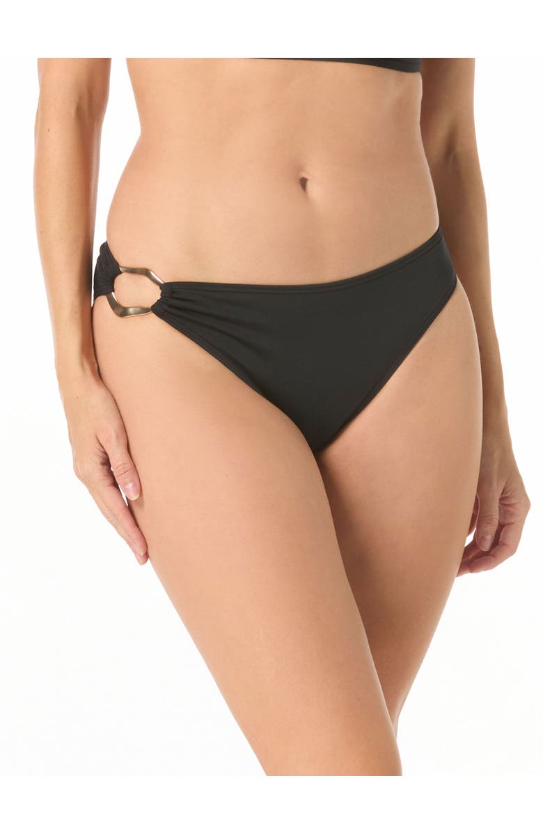 Carmen Marc Valvo Side Ring Bikini Swim Bottom, Main, color, Black