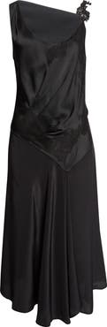 Victoria Beckham Asymmeytic Lace Strap Crepe Back Satin Dress