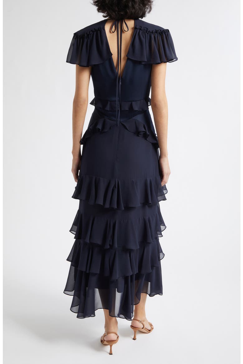 Tatum Ruffle Maxi Dress, Alternate, color, NAVY