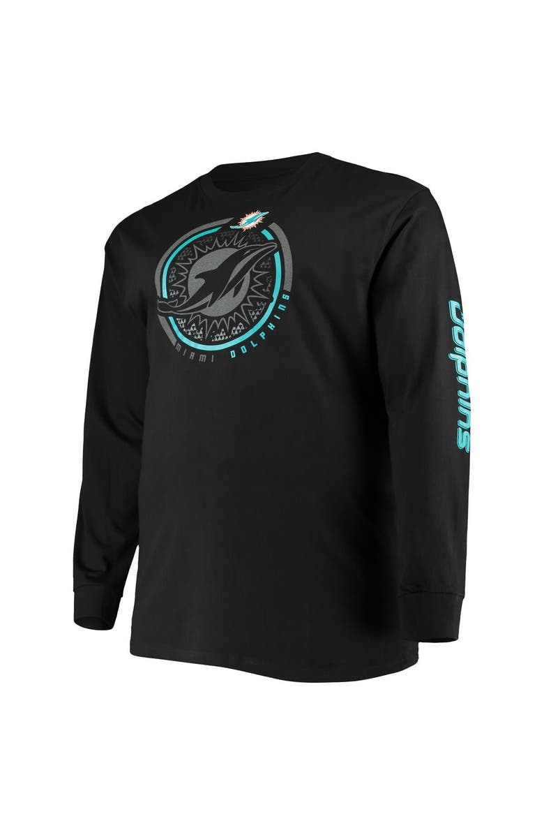 FANATICS Men's Fanatics Branded Black Miami Dolphins Big & Tall Color Pop Long Sleeve T-Shirt, Alternate, color, 