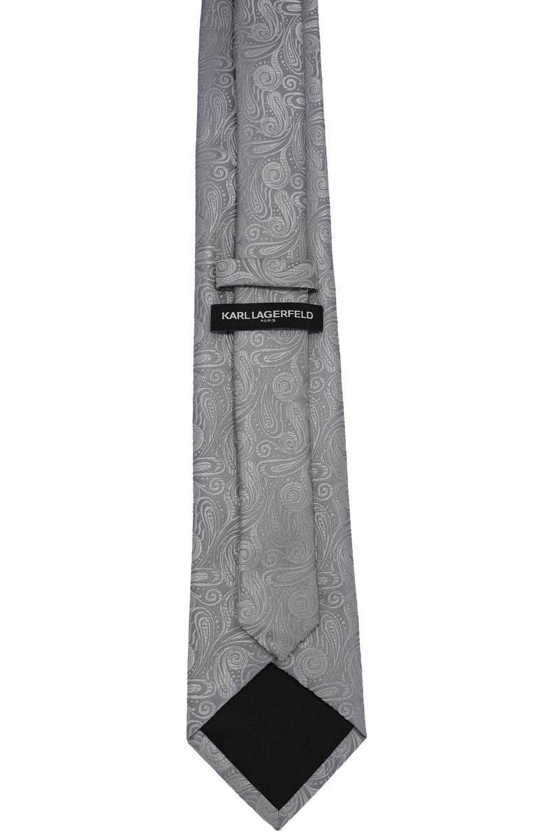 KARL LAGERFELD Small Paisley Tie, Alternate, color, Silver