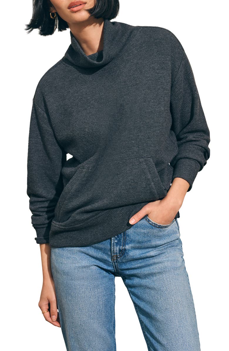 Faherty Surf Turtleneck Waffle Knit Sweater, Main, color, Ash Heather