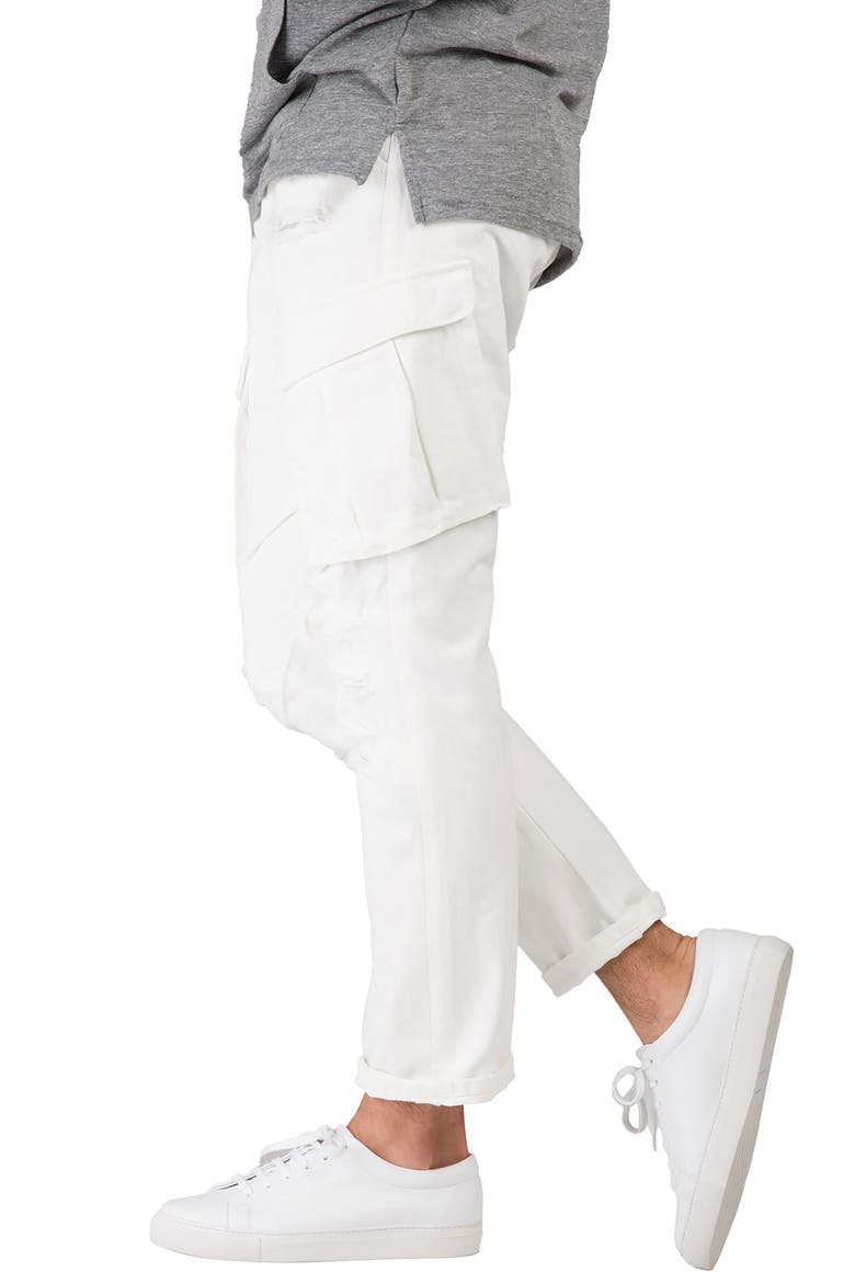 Distressed Slim Straight Cargo Jeans, Alternate, color, SNOWMAN