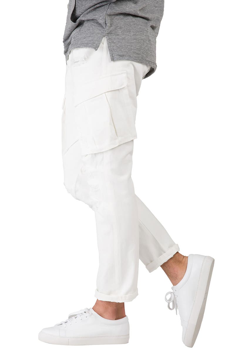 LEVEL 7 Distressed Slim Straight Cargo Jeans, Alternate, color, Snowman