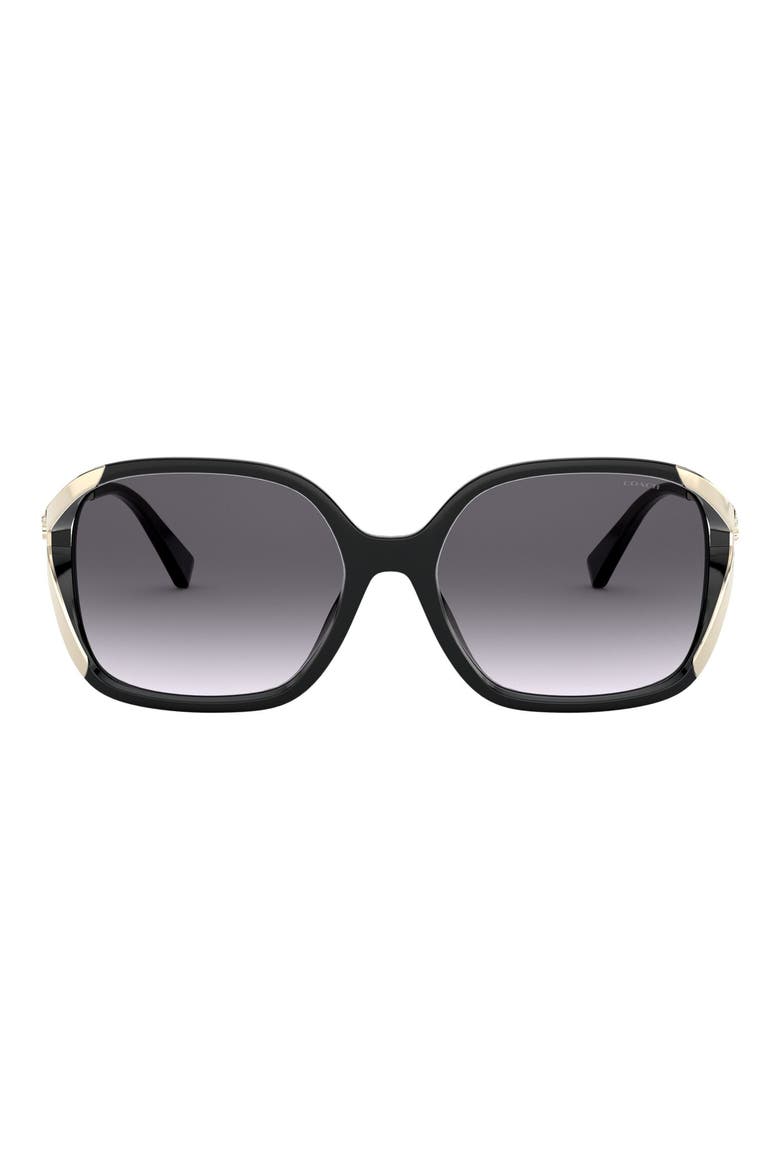 57mm Square Sunglasses, Main, color, BLACK/ BLACK GRADIENT