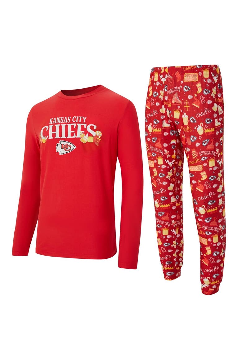 Men's Concepts Sport  Red Kansas City Chiefs Chestnut Long Sleeve Top & Pants Set, Main, color, Red