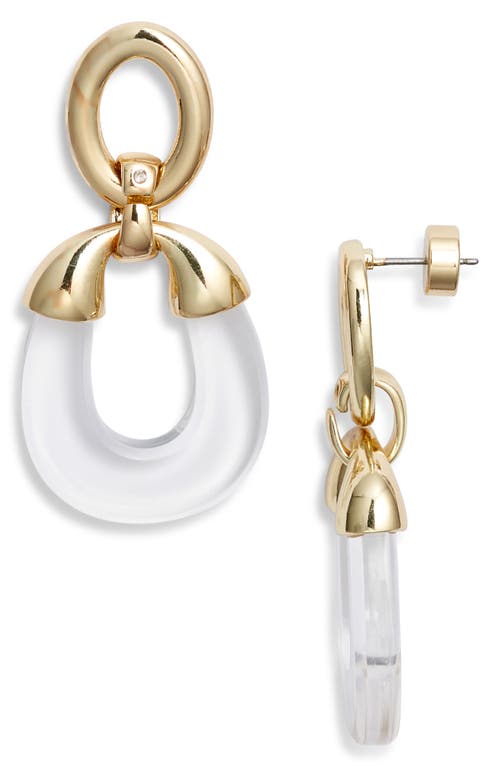 Nordstrom Capped Frontal Hoop Drop Earrings In Clear- Gold