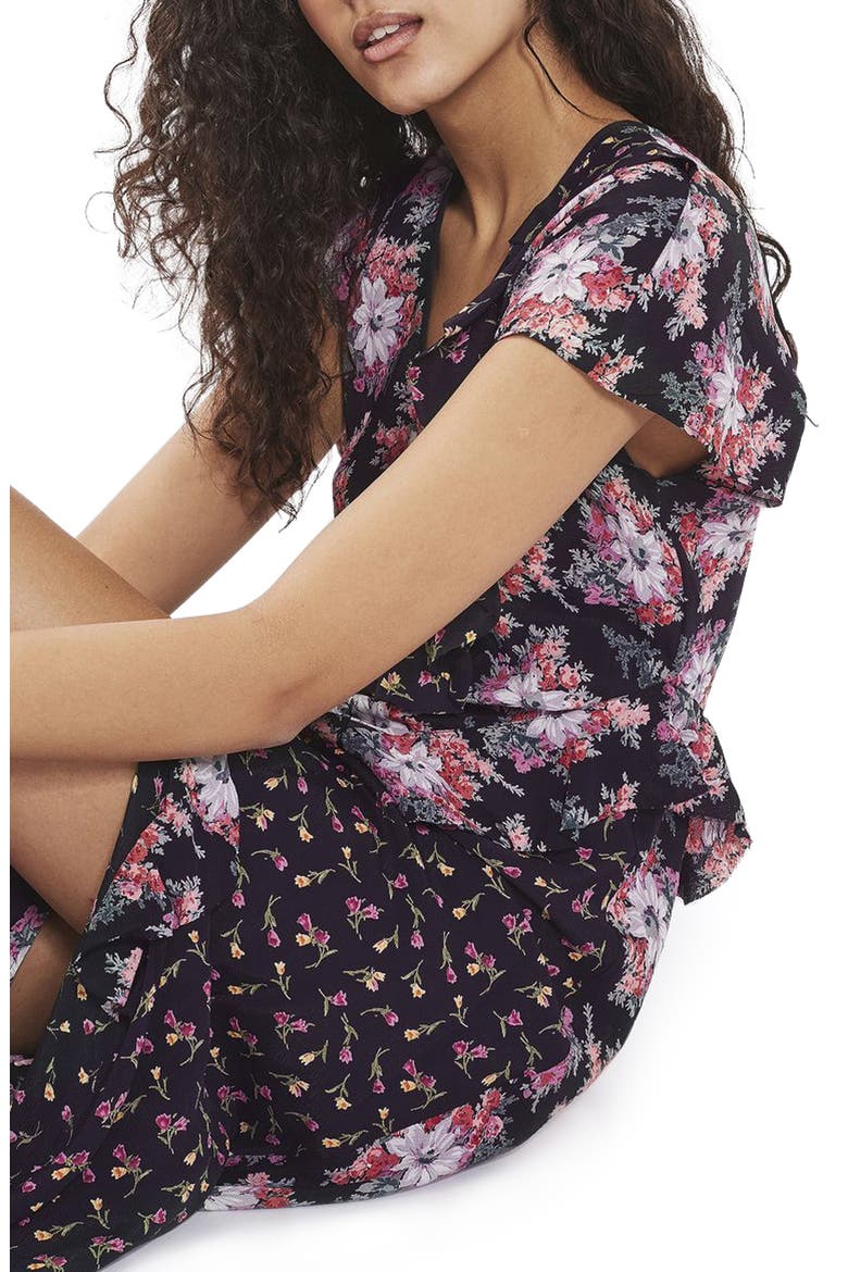 Splice D-Ring Floral Maxi Dress, Alternate, color, BLACK MULTI