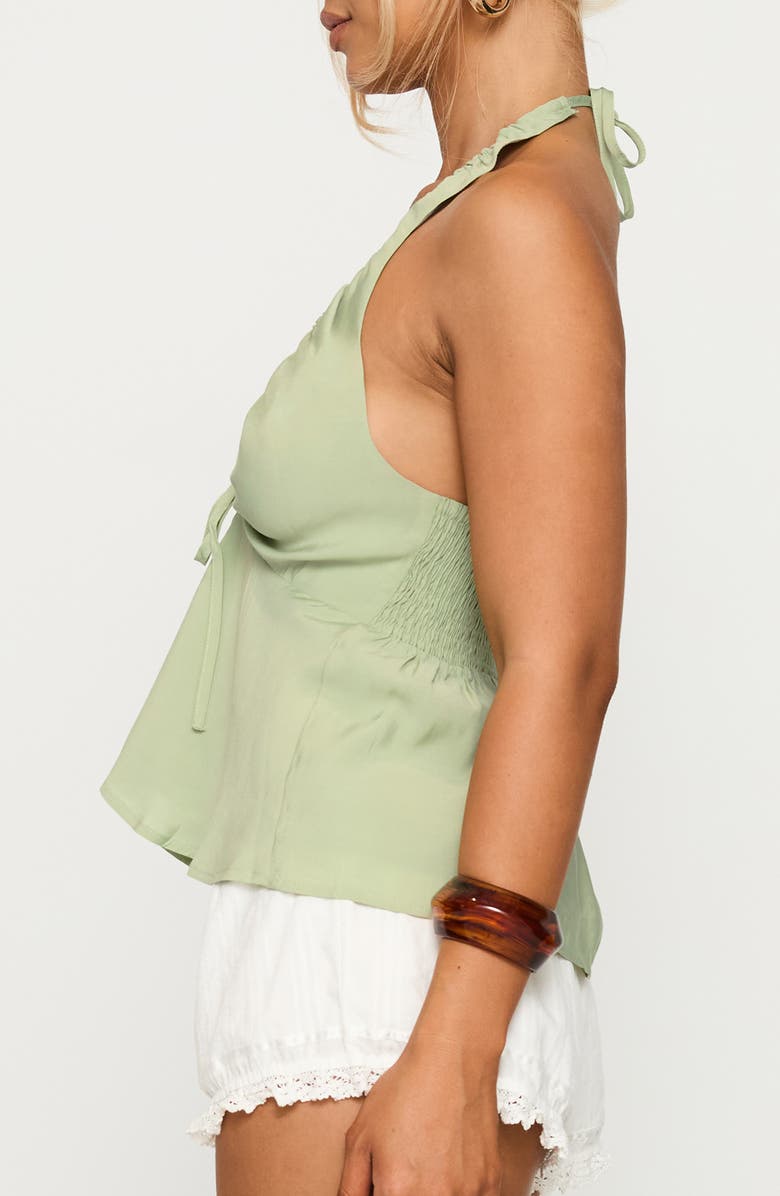 Princess Polly Gadot Ruched Halter Top, Alternate, color, Green