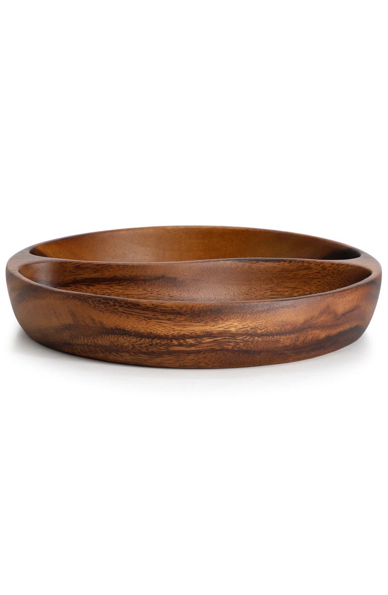 Megachef 10 Inch Acacia Wood Divided Serving Bowl, Alternate, color, Dark Brown
