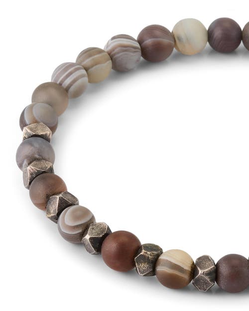 Jan Leslie 6mm Matte Agate Bead With Burnished Silver Bead In Brown