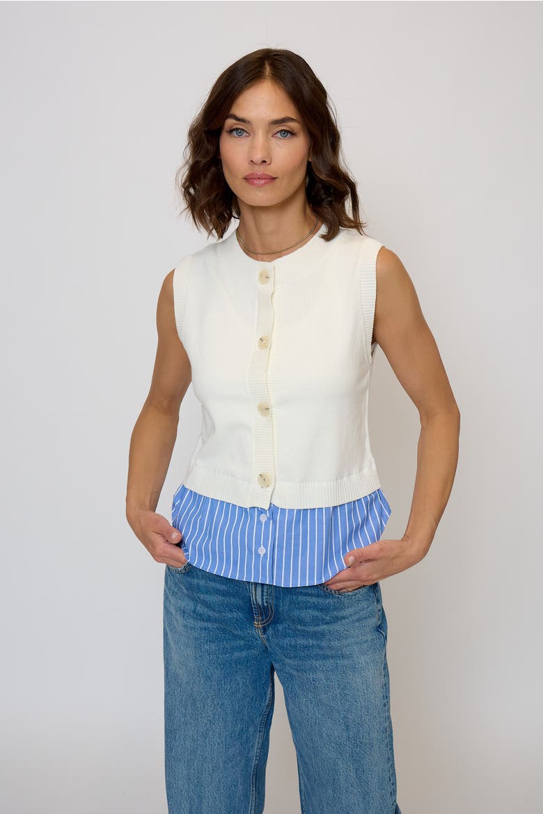 Kira Twofer Button Up Tank, Alternate, color, Blue Stripe