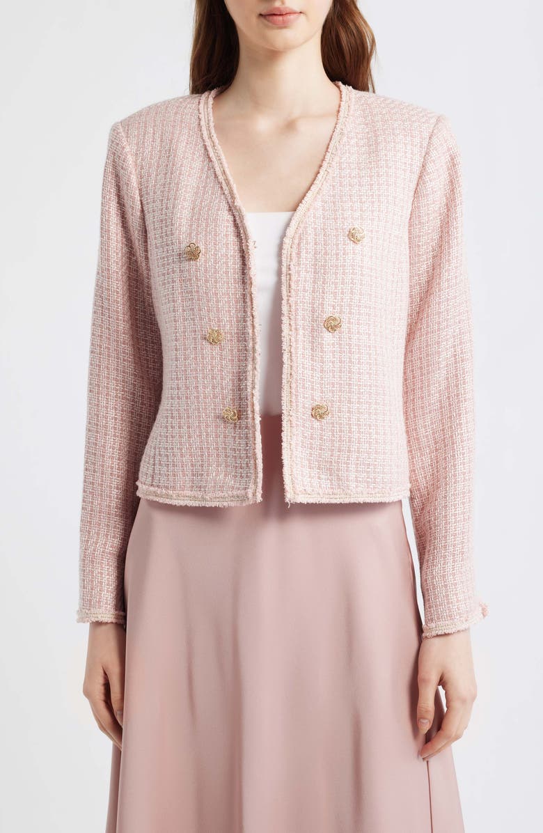 Tahari ASL Bouclé Jacket, Main, color, Slipper Pink