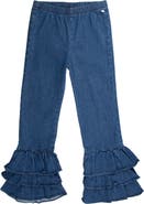RuffleButts Girls Denim Flare Pants