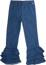 RuffleButts Girls Denim Flare Pants