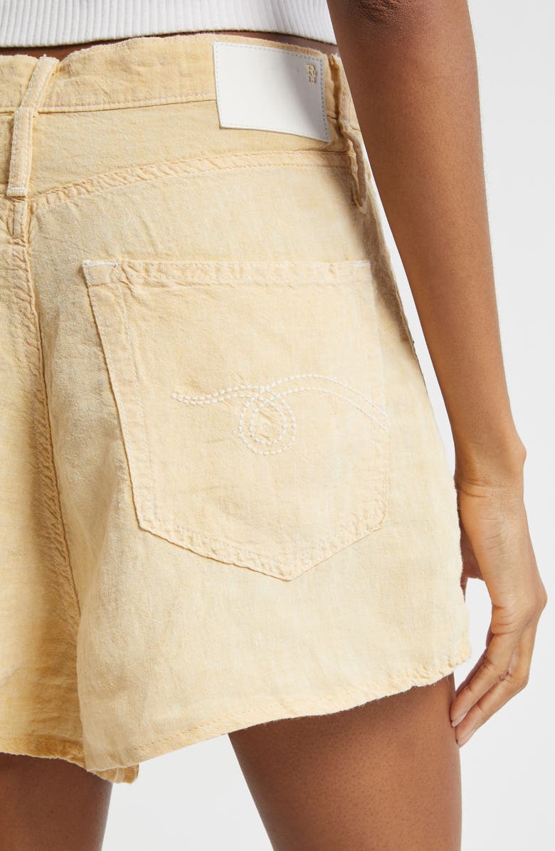 R13 Double Loop Venti Linen Shorts, Alternate, color, Maize Linen Chambray