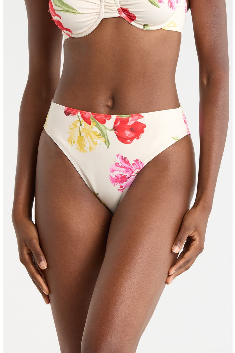 High Waist Bikini Bottoms, Main, color, WATERCOLOR ROCOCO BOUQUET IVORY/MULTI