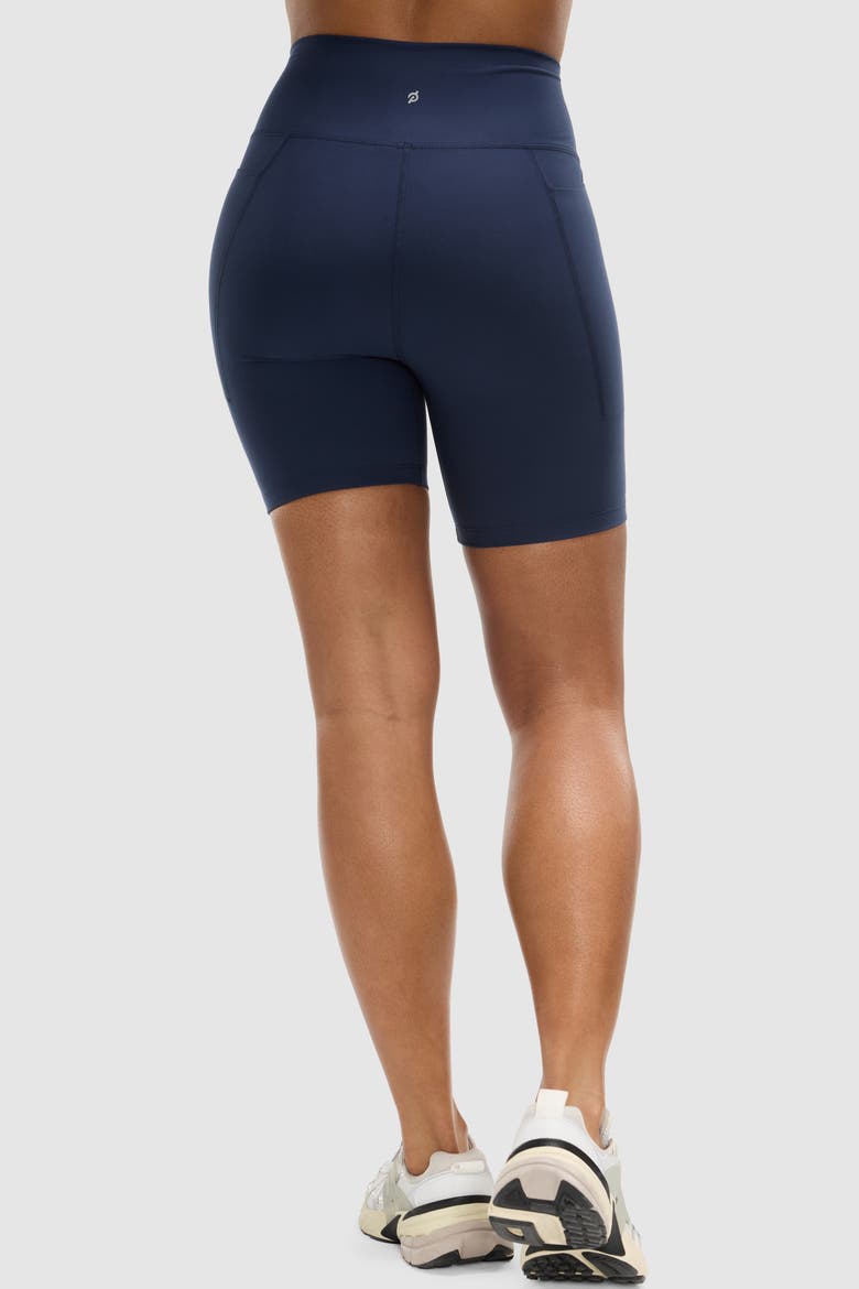 Cadent 7" High Rise Pocket Bike Short, Alternate, color, Navy - Peloton Wordmark