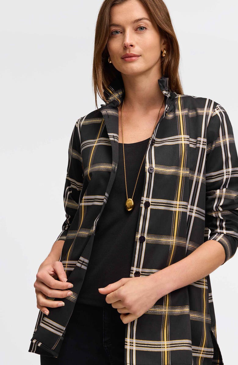 Foxcroft Carolina Plaid Button-Up Shirt, Alternate, color, Black Plaid