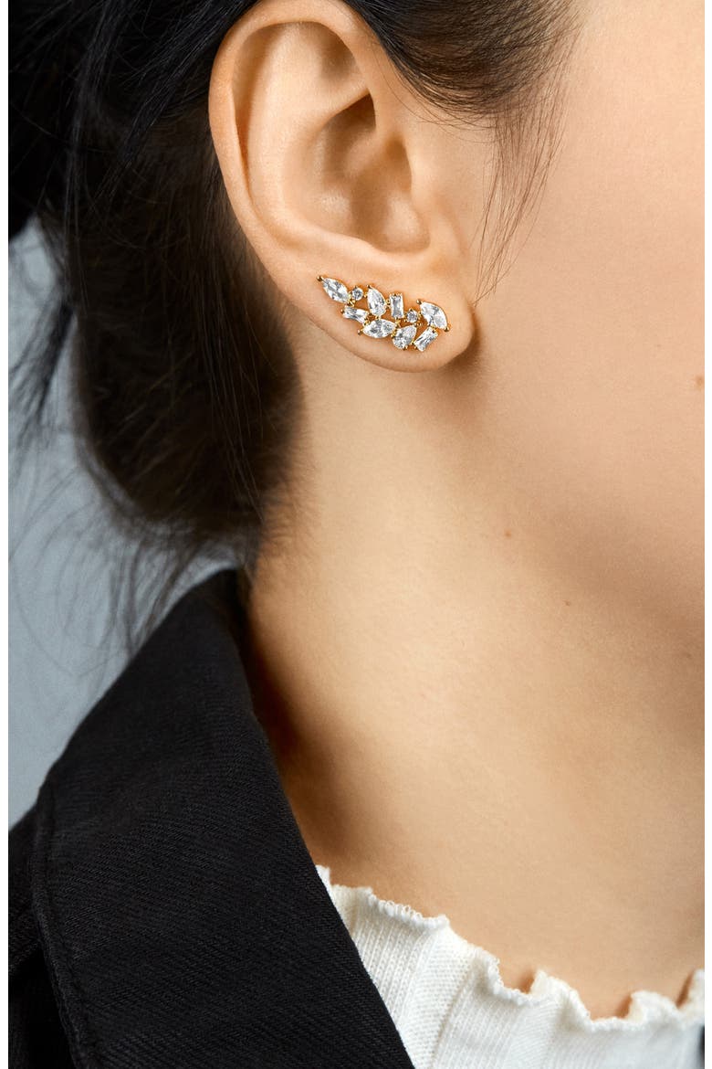 Louisa Cubic Zirconia Ear Crawlers, Alternate, color, GOLD