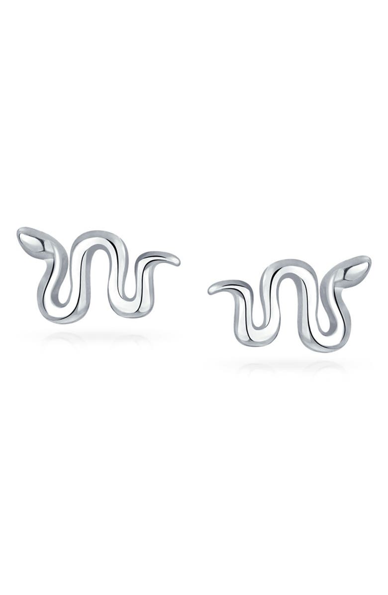 BLING JEWELRY Sterling Silver Tiny Snake Stud Earrings, Main, color, 
