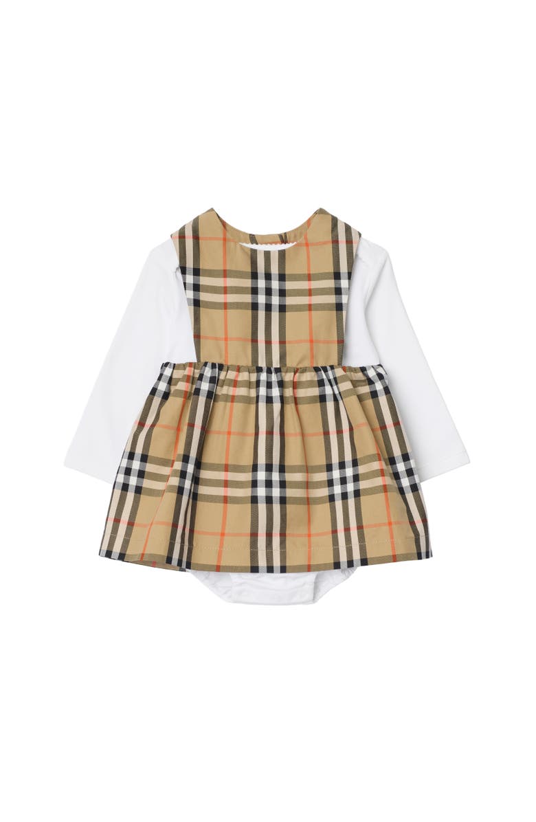 Burberry Check Cotton Three-piece Baby Gift Set, Alternate, color, Sand Beige
