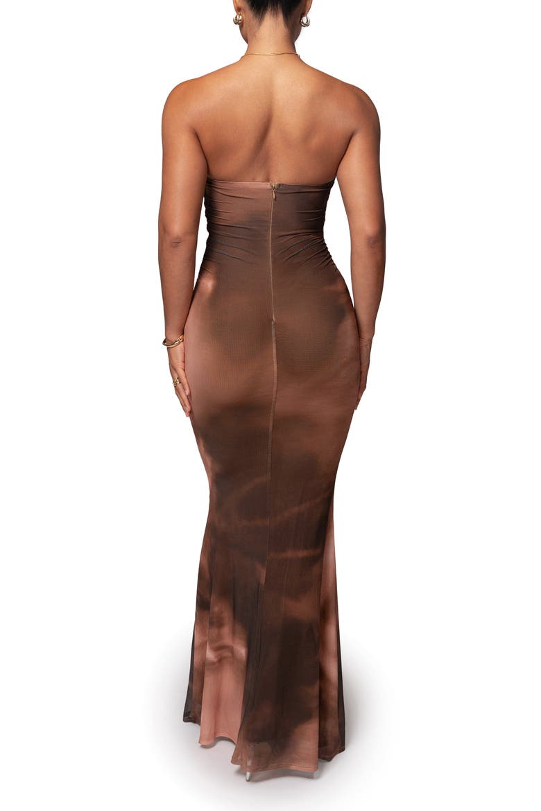 Bethany Strapless Maxi Dress, Alternate, color, BROWN