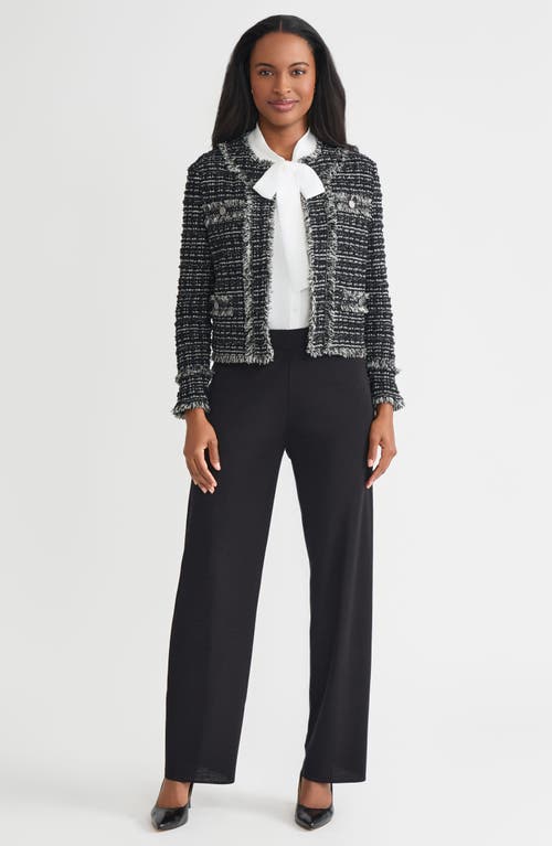 Misook Heritage Eyelash Tweed Knit Jacket In Gray