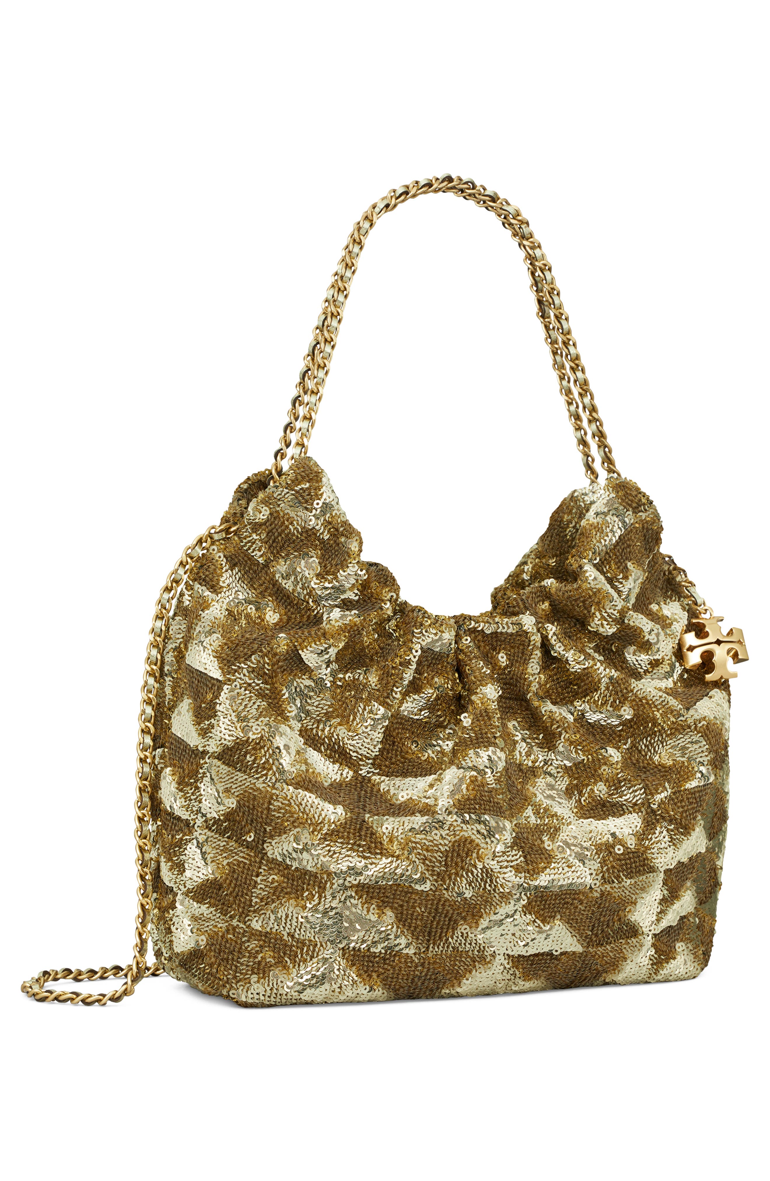 Tory Burch Mini Fleming Sequin Hobo Bag, Alternate, color, 