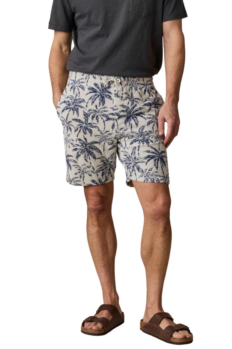 Cabana Leaf Jacquard Terry Cloth Sweat Shorts, Main, color, IVORY TROPIC TREES