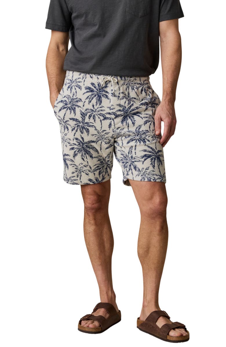 Faherty Cabana Leaf Jacquard Terry Cloth Sweat Shorts, Main, color, Ivory Tropic Trees