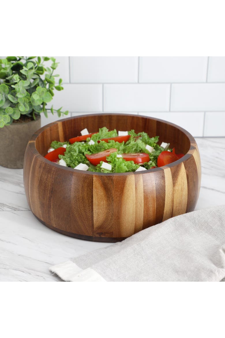 9.75 Inch Acacia Wood Salad Bowl, Alternate, color, Acacia