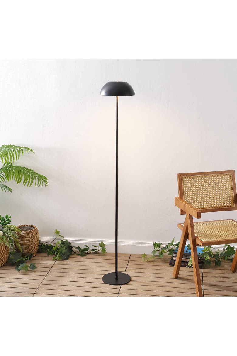Laurel Mushroom Metal Adjustable Height Rechargeable Cordless Integrated Portable Touch Sensor Dimmable LED Indoor/Outdoor Floor Lamp, Alternate, color, Black