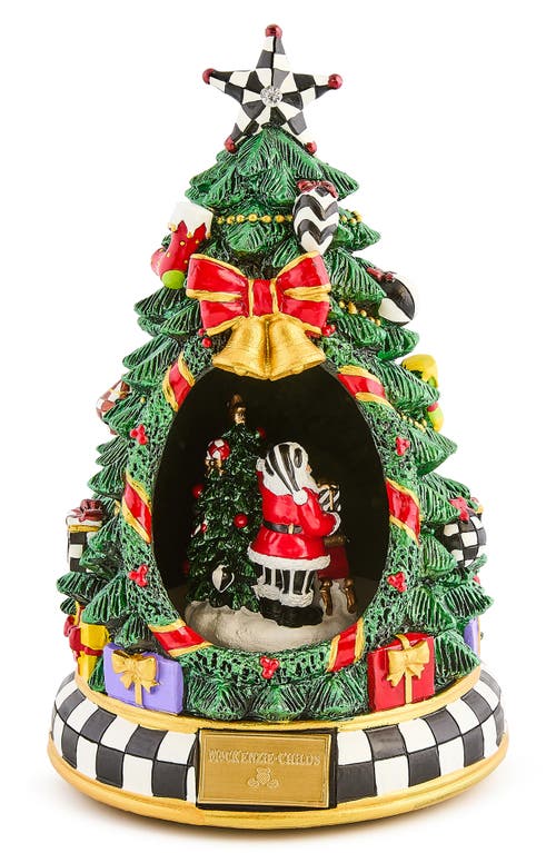 Mackenzie-childs Courtly Check Christmas Tree Santa Musical Display In Multi