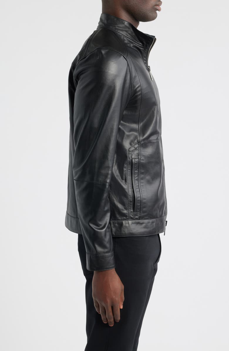 Bugatchi Reversible Leather Jacket, Alternate, color, Black