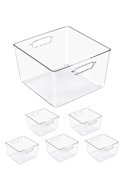 Set of 6 Large Square Storage Bins