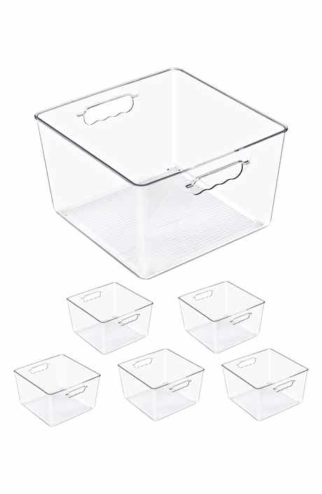 Set of 6 Large Square Storage Bins