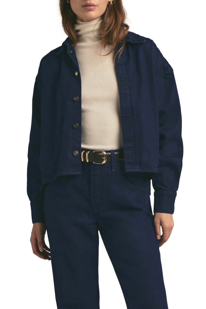 The Brady Crop Denim Shirt, Main, color, STOUT