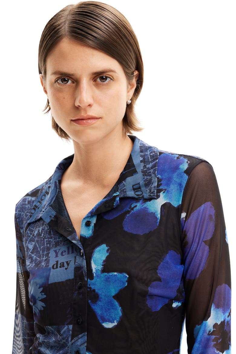 Tulle Arty Patchwork Shirt, Alternate, color, BLUE