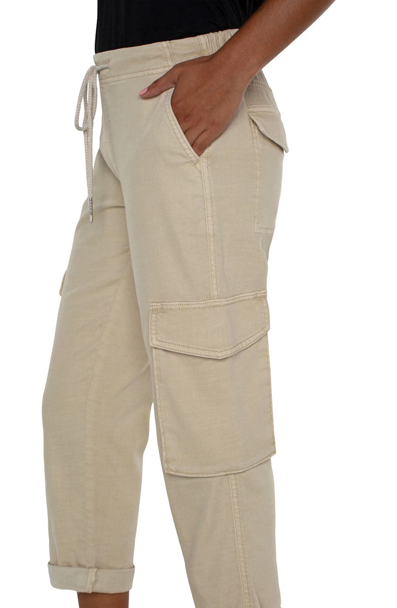 Liverpool Rascal Drawstring Waist Slouchy Crop Cargo Pants, Alternate, color, Sandy Cove