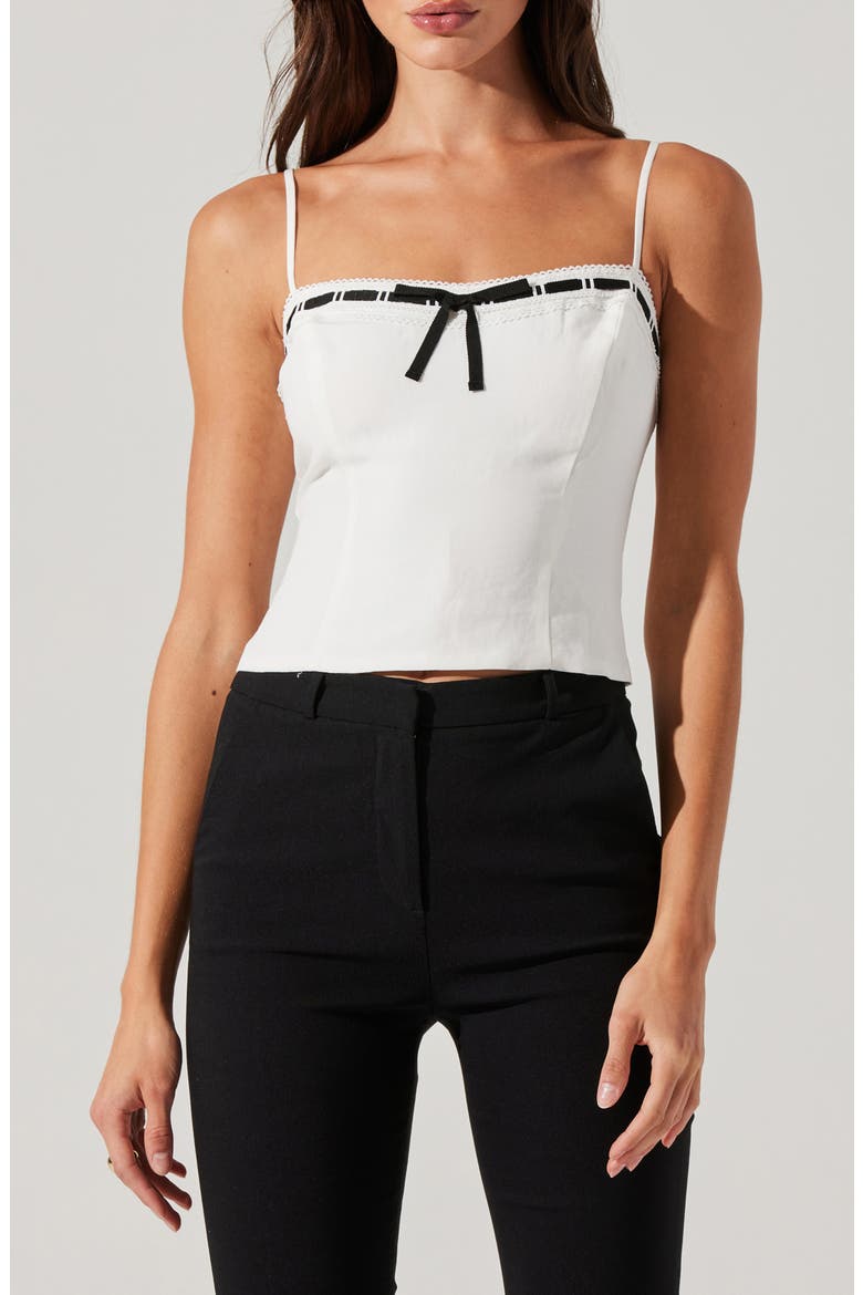 Ribbon Detail Paiton Top, Main, color, WHITE