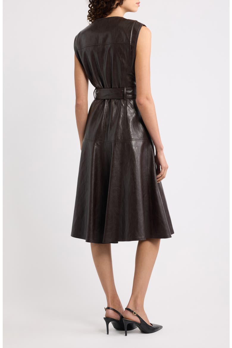 Brenda Faux Leather Shirtdress, Alternate, color, DARK BROWN