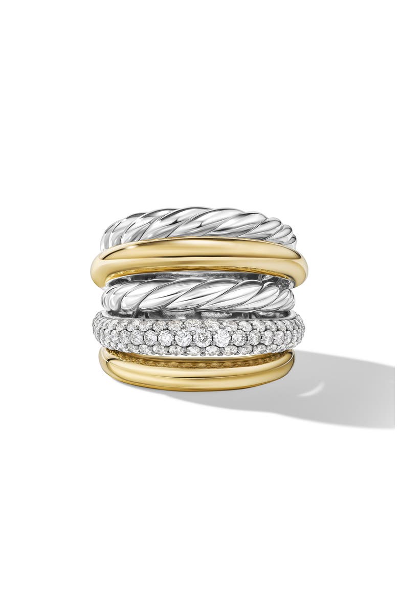 Bold Mercer Diamond Stack Ring, Main, color, STERLING SILVER/ 18KY GOLD