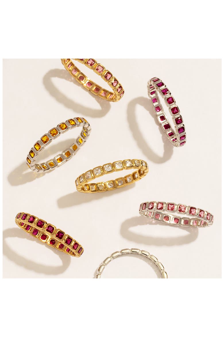 Cubic Zirconia Eternity Birthstone Ring, Alternate, color, GOLD/ JULY