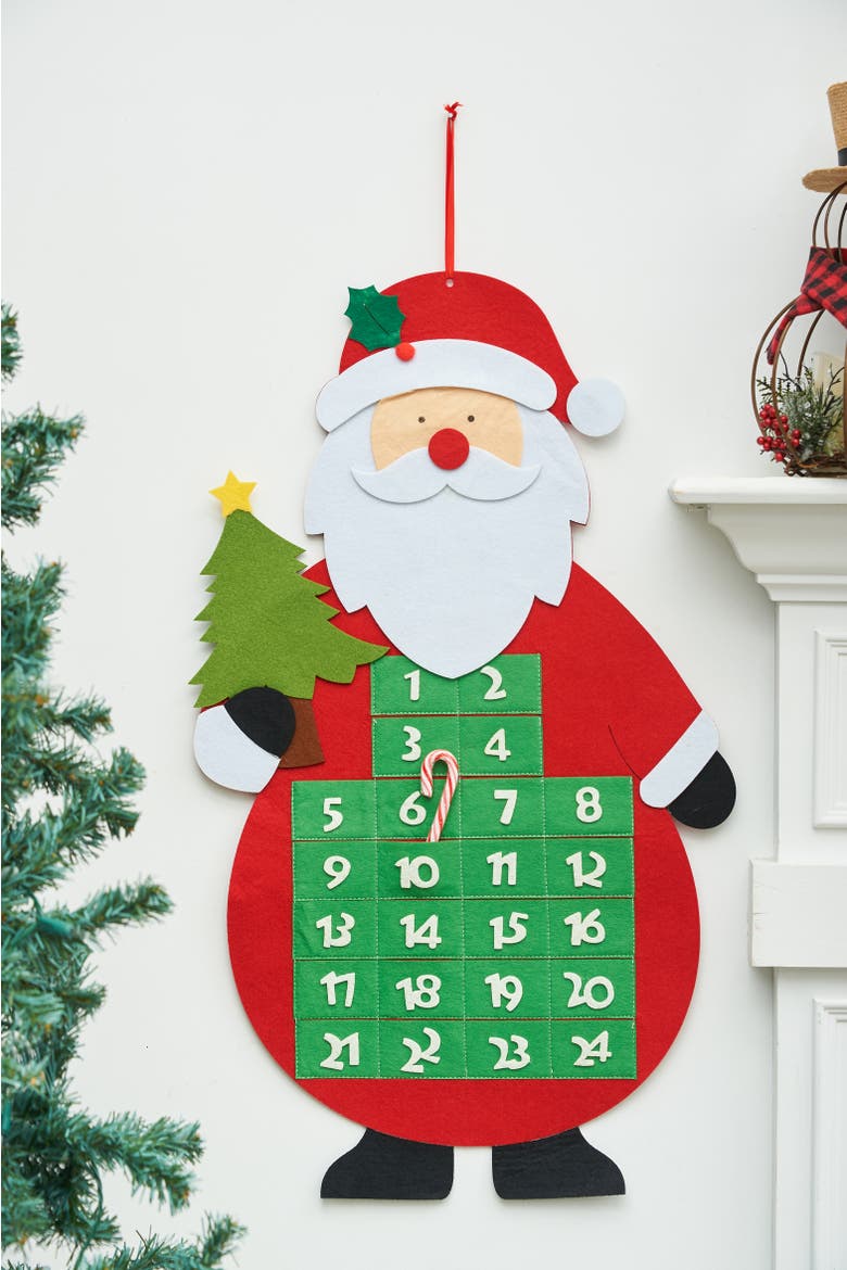 Santa w/ Tree Advent Calendar, Alternate, color, Red