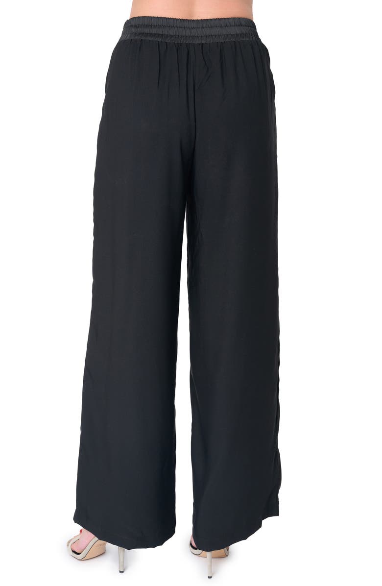 GIBSONLOOK Solstice Wide Leg Satin Pants, Alternate, color, Black