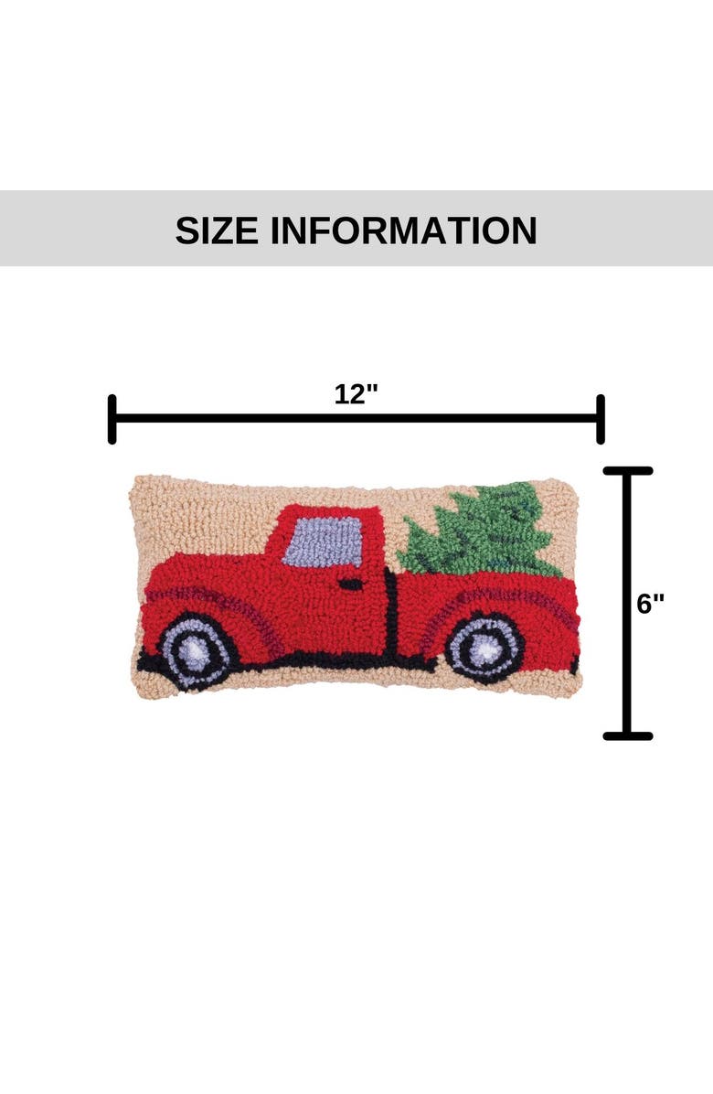 C&F Home Red Truck w/ Christmas Tree Hooked Petite/Small Accent Pillow, 6" x 12", Alternate, color,