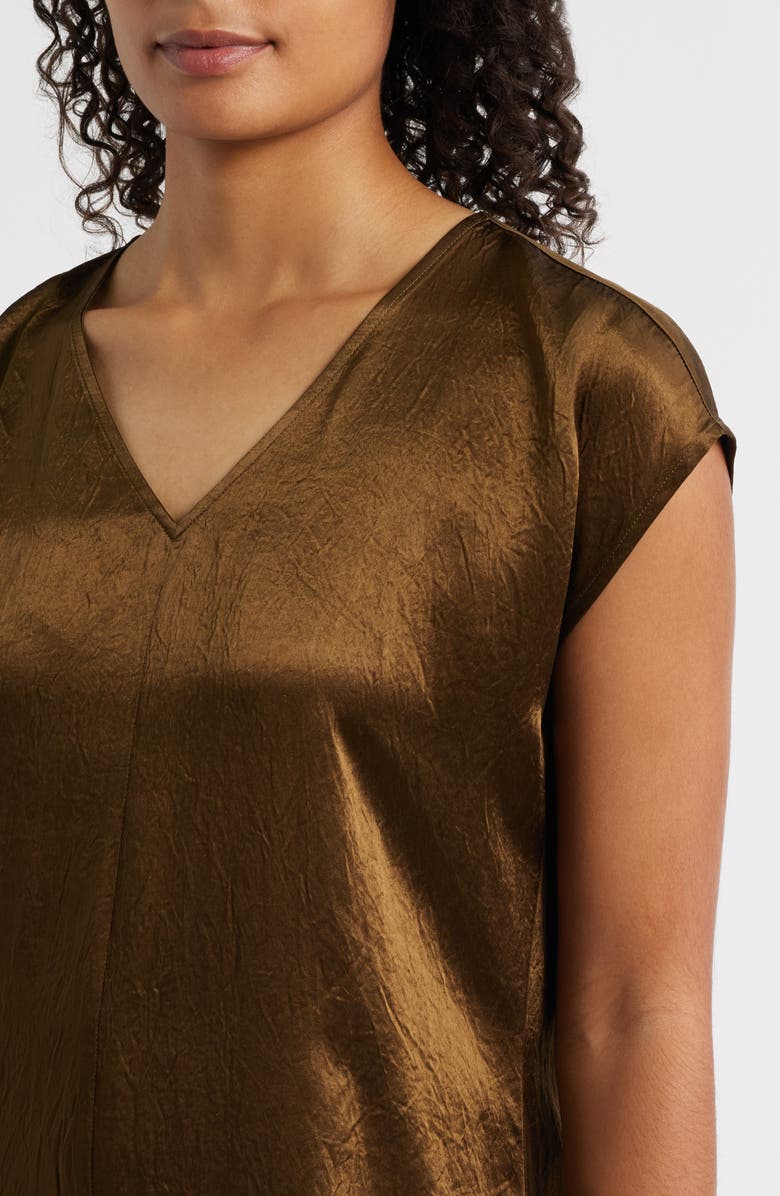 Eileen Fisher Crinkled Satin Dress, Alternate, color, Serpentine