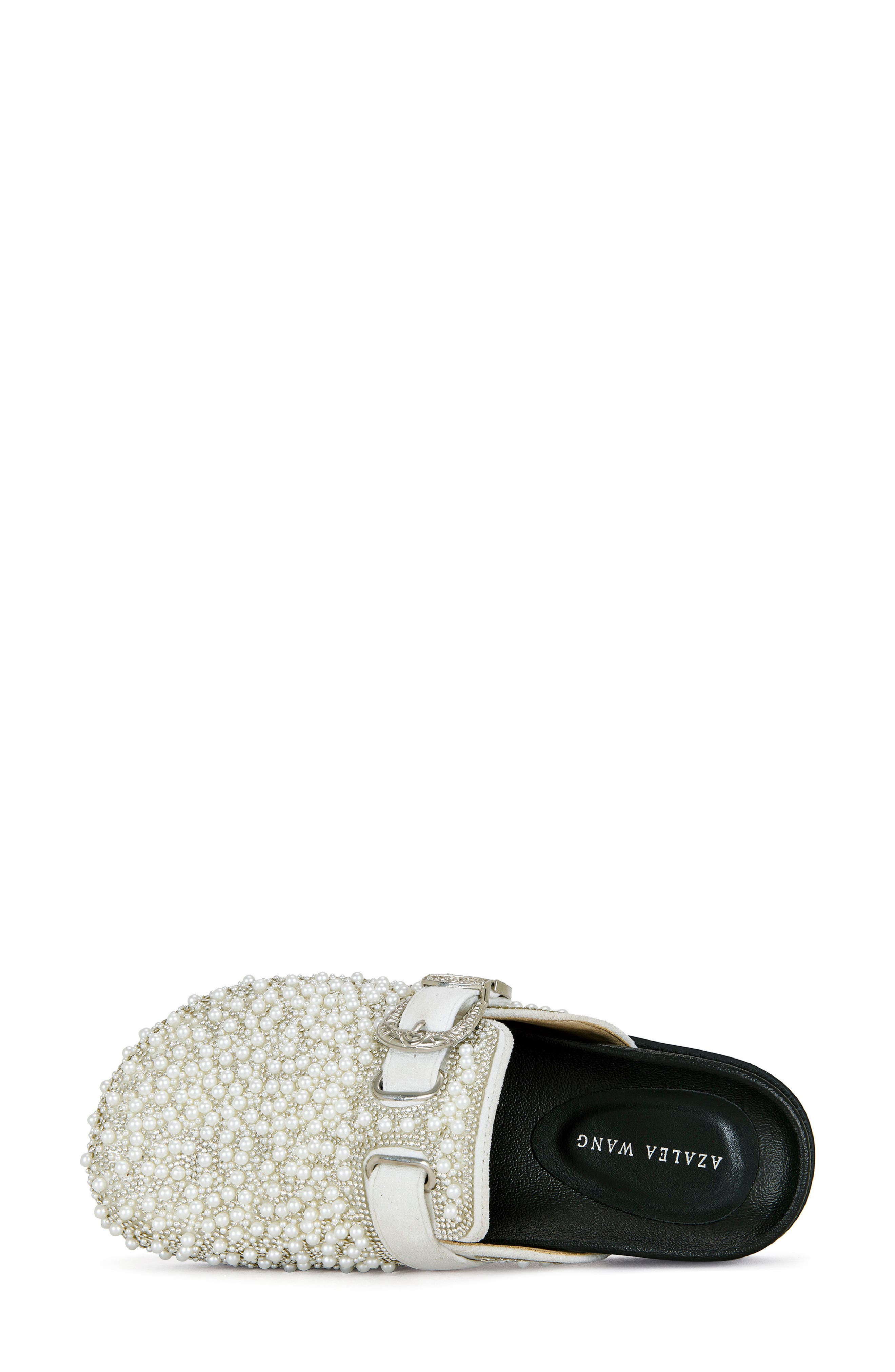 AZALEA WANG Virgile Faux Pearl & Rhinestone Clog, Alternate, color, White