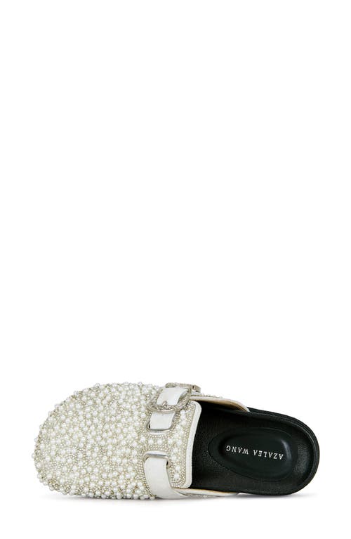 Azalea Wang Virgile Faux Pearl & Rhinestone Clog In Silver